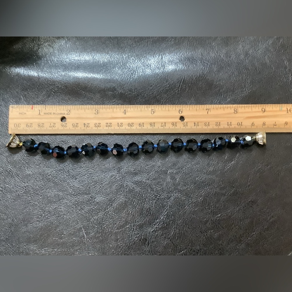 Heidi Daus  Navy Blue & Gold Beaded Bracelet with Silver Crystal Accents. NWOT - Picture 5 of 6